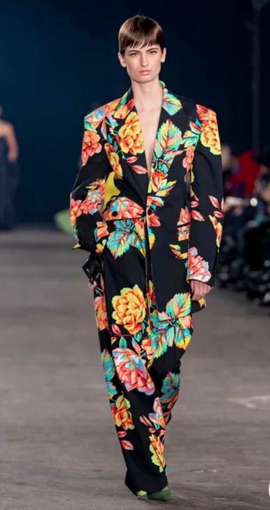 Christopher John Rogers Pants - Christopher John Rogers Wide Runway Trouser in Technifloral Black Unisex 32